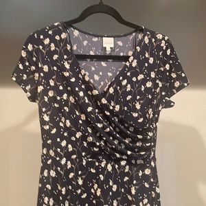 Kaileigh Black Floral Stretch Faux Wrap Dress